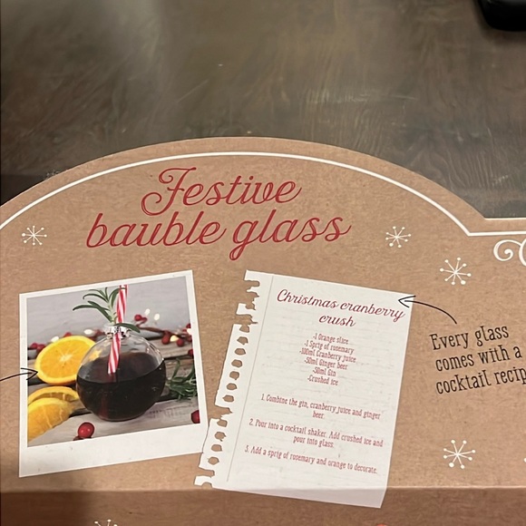 Festive Bauble Glass Drink ware SET OF 2 - Picture 4 of 10